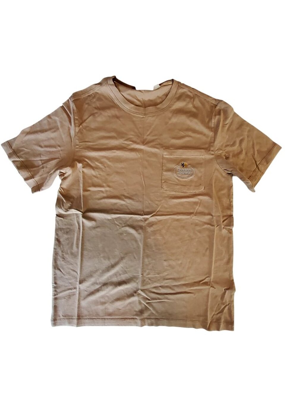 Scotch & Soda Mens Garment-Dyed Short Sleeve Cotton Tee In Cappuccino Size M